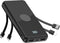 Portable Charger with Built-in Cables, High Speed Power Bank 10000mAh, 5 Outputs 3 Inputs for iPhone, Samsung, Tablets