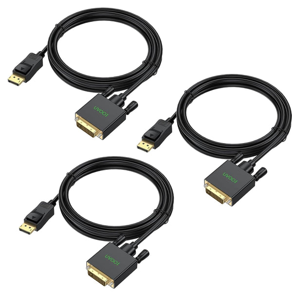 DisplayPort to DVI Cable 6ft 3-Pack, DP Display Port to DVI-D Cable Male to Male for Computer, Monitor, Projector