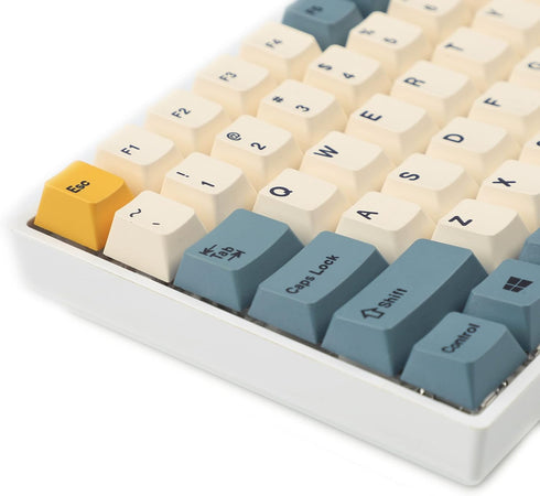 YMDK 145 Apricot Yellow Dye-Sub Mac Keycaps, Thick PBT Cherry Profile Key Caps for TKL 61 64 68 75 87 96 104 108 GMMK MX