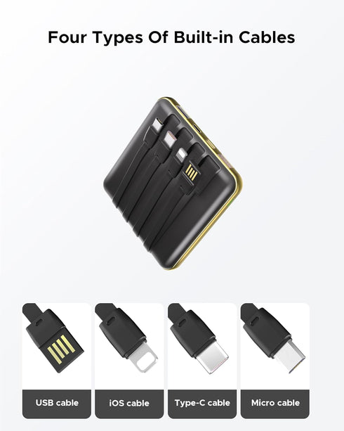 Kelaien 10000mAh 22.5W Portable Charger, Built-in Cable Power Bank, Fast Charging Power Supply, smart LED Display