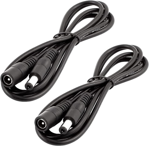 LitaElek 2pcs 1m 3.3ft 12V 5V-24V 5.5mm 2.1mm DC Extension Cable Extension Cord Power Cord x DC Jack Plug Adapter Male