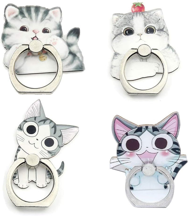 4Pcs Phone Ring Holder Stand - Cute Dogs Cats Butterfly Animal 360 Rotation Finger Grip Kickstand for