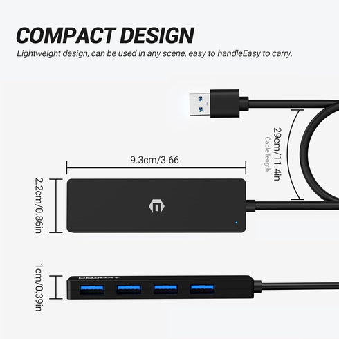 Tymyp 4-Port 3.0 3 USB Hub, USB Hub Ultra Slim USB Splitter for Mac Pro/Air, iMac Pro, Mac mini/Pro, Dell, HP, Surface