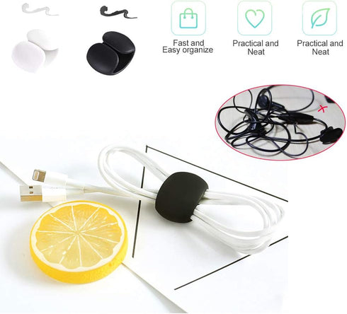 VIWIEU 36 2 PCS Cable Protectors for iPhone iPad Charger End Cord Savers with Desk Cable Clips, Spiral USB Wire