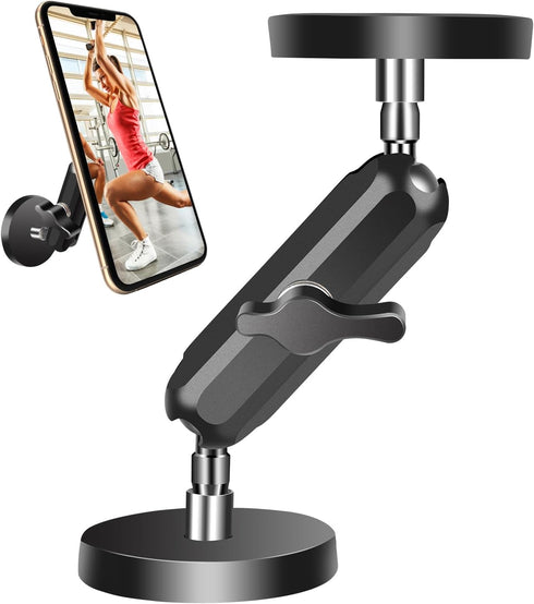 Gym Magnetic Phone Holder, Dual Magnet Phone Mount for Metal Surfaces, 360 Degree Adjustable for Recording Video