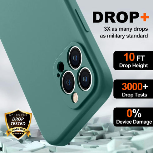 BossKiss iPhone 13 Pro Case, Pine Green Premium Silicone with Camera Protection & 2 Screen Protectors