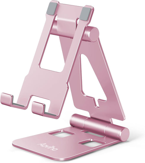 Aoviho Cell Phone Stand for Desk, Adjustable Desktop Phone Holder Stand, Foldable Moblie