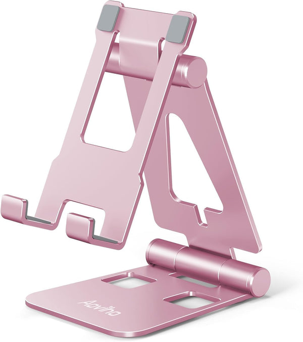 Aoviho Cell Phone Stand for Desk, Adjustable Desktop Phone Holder Stand, Foldable Moblie