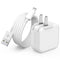 MFi Certified 12W USB Wall Charger & 6.6FT Lightning Cable for iPhone, iPad, iPad Mini, iPad Air - Foldable & Portable.