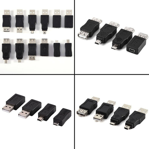Zerone USB OTG Micro Mini USB2.0 Male to Female Adapter, Multiple F/M USB Coupler Connector Set, Pack of 12 Pcs
