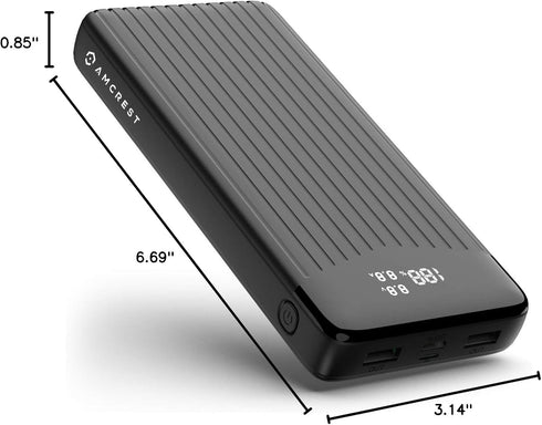 Amcrest 26800mAh USB C Power Bank, Portable Charger with Fast Charging 22W PD 3.0, Type C Battery Bank with LED Display