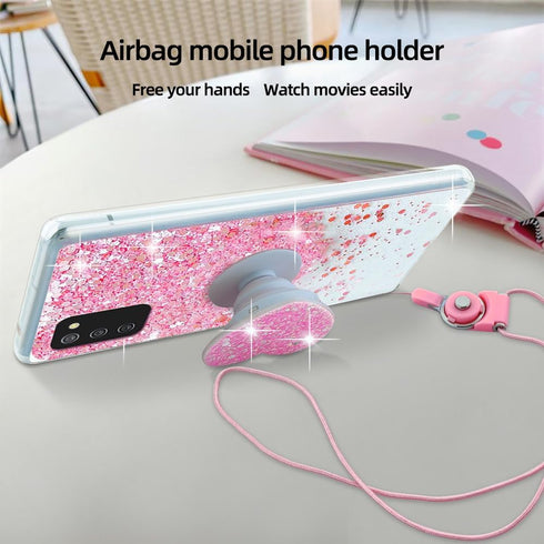 Samsung Galaxy A02S Phone Case, Flash Phone Case for Girls and Women, Soft TPU Cushion with Bracket and Lanyard