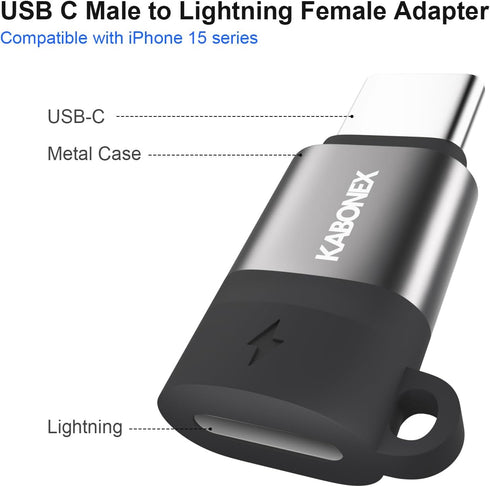 Lightning Female to USB-C Male Adapter, Compatible with iPhone 15/Plus/Pro/Pro Max, 30W PD Fast Charging, 3 Pack