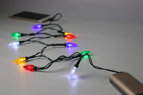 LED Christmas Lights Charging Cable USB and Bulb Charger 50inch 10led Multicolor for iPhone 11/12/13/14 Pro Max (1pcs)