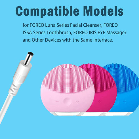 USB Charger Cord for Foreo Luna Series Facial Cleanser & ISSA E-Toothbrush - Replacement Charging Cable.