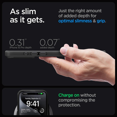 Spigen Ultra Hybrid MagFit Case for iPhone 15 Pro (2023), Military-Grade Protection, Compatible with MagSafe - Frost