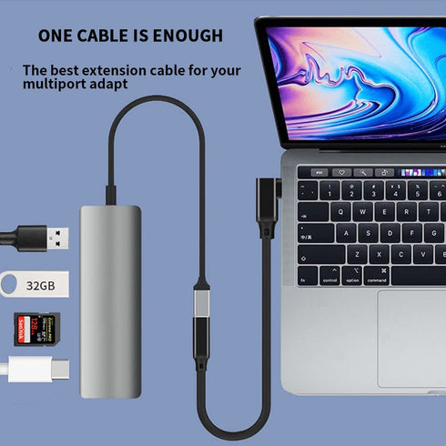 90 Degree Right Angle Type C Extension Cable, 6.6FT, USB 3.1 USB C Male to Female PD100W Charging