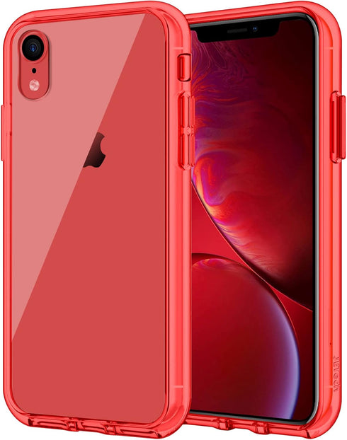 JETech Case for iPhone XR 6.1-Inch, Non-Yellowing Shockproof Bumper Cover, Anti-Scratch Clear Back (Red)