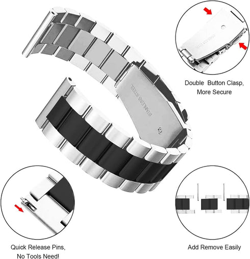 Valkit Compatible with Samsung Galaxy Watch 46mm, Galaxy Watch 3 45mm, Gear S3 Classic, 2 Pack Stainless Steel Bands