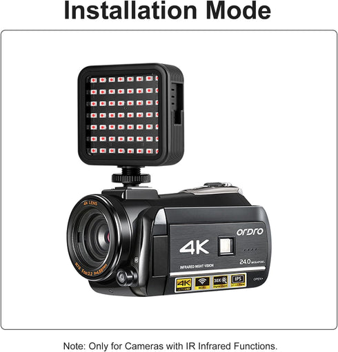 Ordro LN-5 IR Night Vision Light for Camera, Upgraded Infrared Night Light for Enhanced Night Shooting