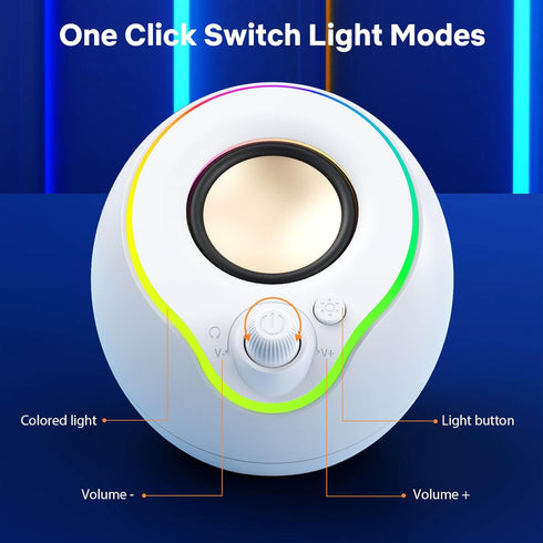 LENRUE Computer Speakers, PC Speakers with Colorful Lights, Volume Knob, AUX and USB Powered for Desktop Laptop