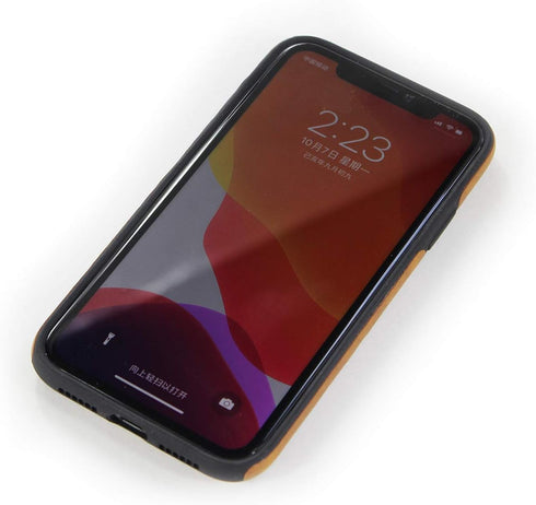 Retro Leather Case for iPhone 11 - Anti-Knock Back Cover, Soft TPU Business Shell (Black)