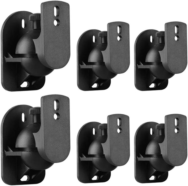TNP Universal Satellite Speaker Wall Mount Bracket, Ceiling Mount Clamp with Adjustable Swivel and Tilt Angle - 6 Pack,