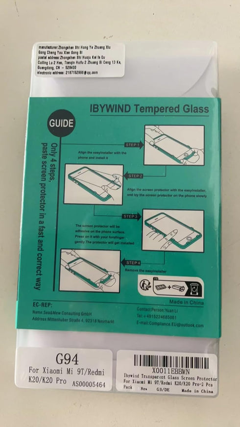Ibywind Screen Protector for Xiaomi Mi 9T/Redmi K20/K20 Pro, with 2Pcs Tempered Glass & Camera Lens Protector
