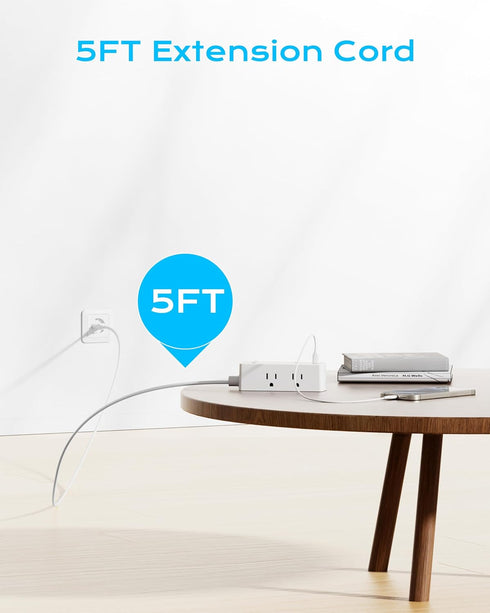 European Travel Plug Adapter, Olcorife Power Strip with 6 Outlets, 3 USB Ports, 5ft Extension Cord