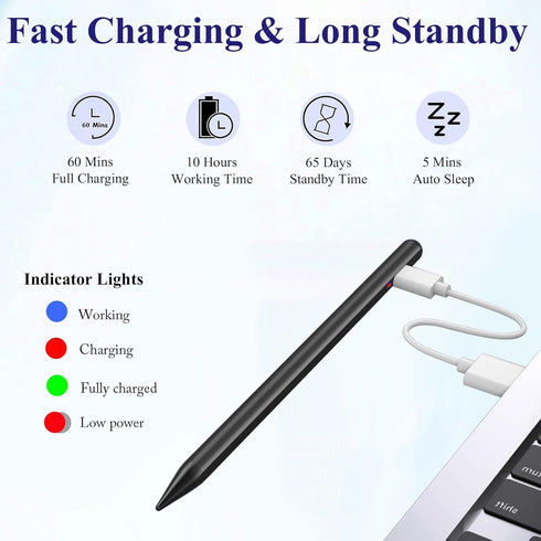 Stylus Pen for Android - CMARS POM Tip Magnetic Phone Pen, Fine Point for Touch Screens, Black