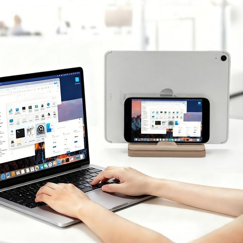 GINKOUHA 3 1 17.3''), Dual Vertical Laptop Stand, in Upright Desktop Stand Holder with Adjustable Dock (Up to Leather