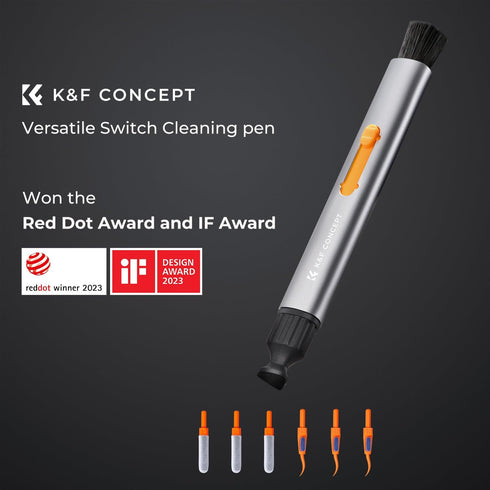 K&F Concept Multifunctional Lens Cleaning Kit, Aluminium Alloy Lens Cleaning Pen*1 + Airpods Stripper*3 + Flocking Sponge*3 for Bluetooth Earphones Case, Camera Lens, Optical Lens, Glasses