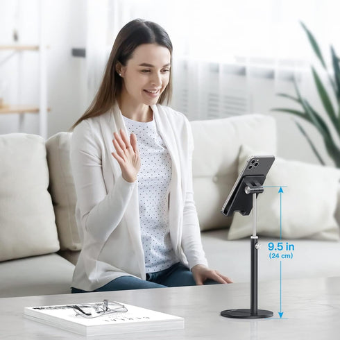 OMOTON Cell Phone Stand, Adjustable Height Aluminum Desktop Holder for iPhone 13/Mini/Pro/Max, All Smartphones