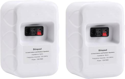 Diinpaul 3.5 inch Outdoor Speakers Wired, Waterproof Wall Mount Speakers, Ideal for Patio, Poolside, Garage, Pair