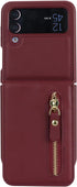 Cavor for Samsung Galaxy Z Flip 4 Case Wallet with Strap, Crossbody Lanyard Card Holder Stand, Cute Leather Zipper