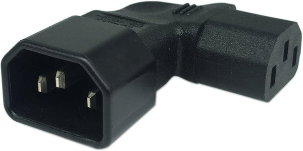 Cerrxian Left Angle IEC 320 C14 3 Pin Male to C13 Female PDU PSU UPS Power Extension Adapter for LCD LED TV Wall Mount