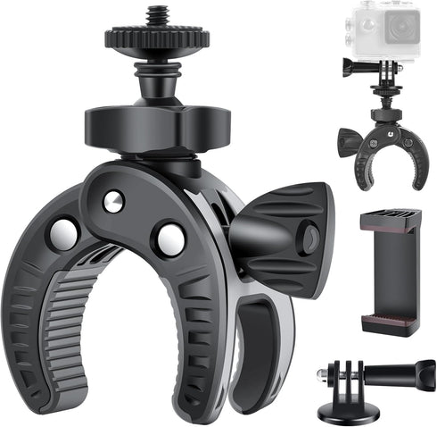 UTEBIT Bike Camera Mount with 1/4" Screw, Bicycle Camera Clamp for Bike, Motorcycle, Gopro, Electric Vehicles