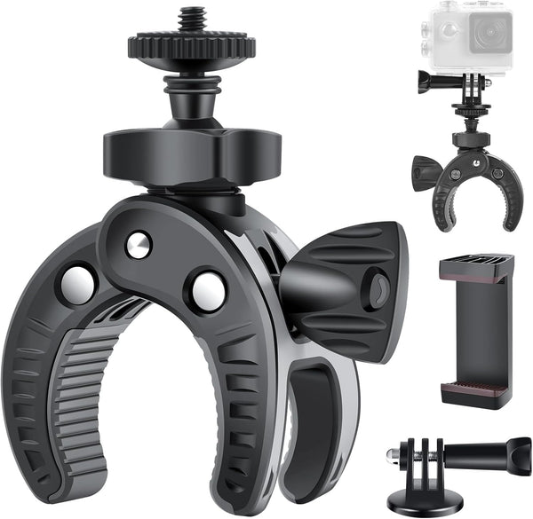 UTEBIT Bike Camera Mount with 1/4" Screw, Bicycle Camera Clamp for Bike, Motorcycle, Gopro, Electric Vehicles