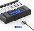 MXBatt 8 3400mWh 1.5V, 8 Packs 1500 AA Batteries Rechargeable Lithium with Charger Bay, Cycles, for Cordless Phones