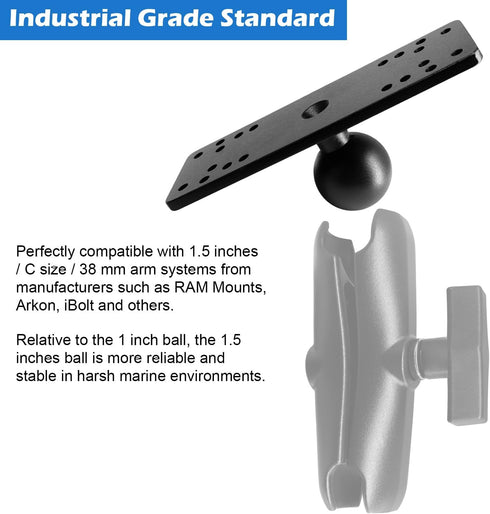 Aluminum Fish Finder Mount, 1.5 Inches/C Size/38mm Ball, Universal Mounting Plate for Garmin, Lowrance, and More