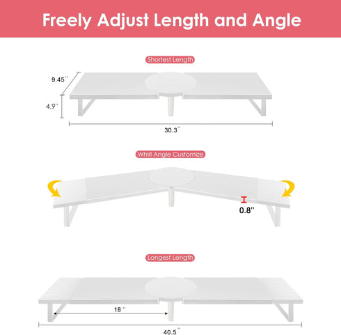 2 Across-Star Dual-Monitor Stand for Desk - Large Adjustable Length and Angle Riser for Monitors, Double Computer