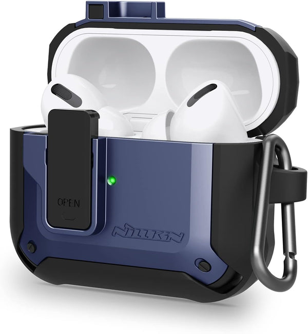 Nillkin Airpods Pro Case Cover with Secure Lock, Military Grade Armor Solid Case with Keychain for AirPod Pro 2019