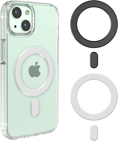 2 Pack Magnetic Adapter Ring, Universal Magnetic Sticker for Magsafe Accessories & Wireless Charging, Black/White