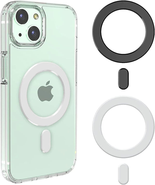 2 Pack Magnetic Adapter Ring, Universal Magnetic Sticker for Magsafe Accessories & Wireless Charging, Black/White