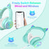 LOBKIN Bluetooth 5.3 Kids Headphones with Case, RGB LED Light Up Cat Ears, Foldable Over Ear