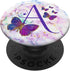 Purple Butterfly Letter A Initial Personalized Monogram PopSockets Adhesive PopGrip
