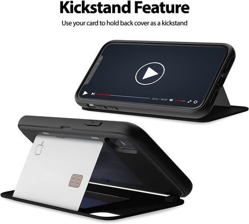 GOOSPERY Magnetic Secure Bumper Wallet Case for iPhone Xs/X, Dual Layer Protection with Sticky Mirror, Black