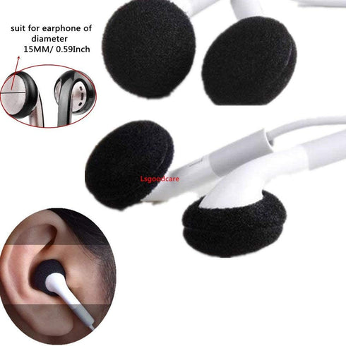 Lsgoodcare 50Pcs Soft Foam Earbud Headphone Ear Pads Replacement Tips for Earphone Headset, Black Color