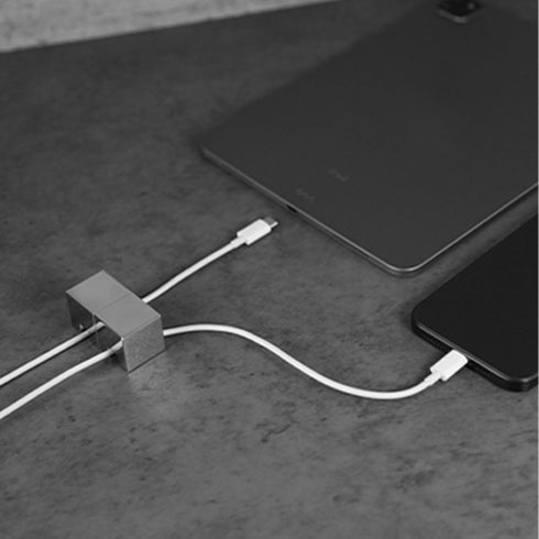 N2U 1 Metal Cord Holder, Weighted Cable Organizer or Management, Heavy Wire Keeper for Nightstand, Desk, Bedside Table