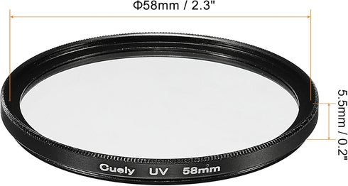MECCANIXITY 58mm Slim Frame UV Lens Filters, Multi-Coated Protective Lenses, Pack of 2 for Camera Photography